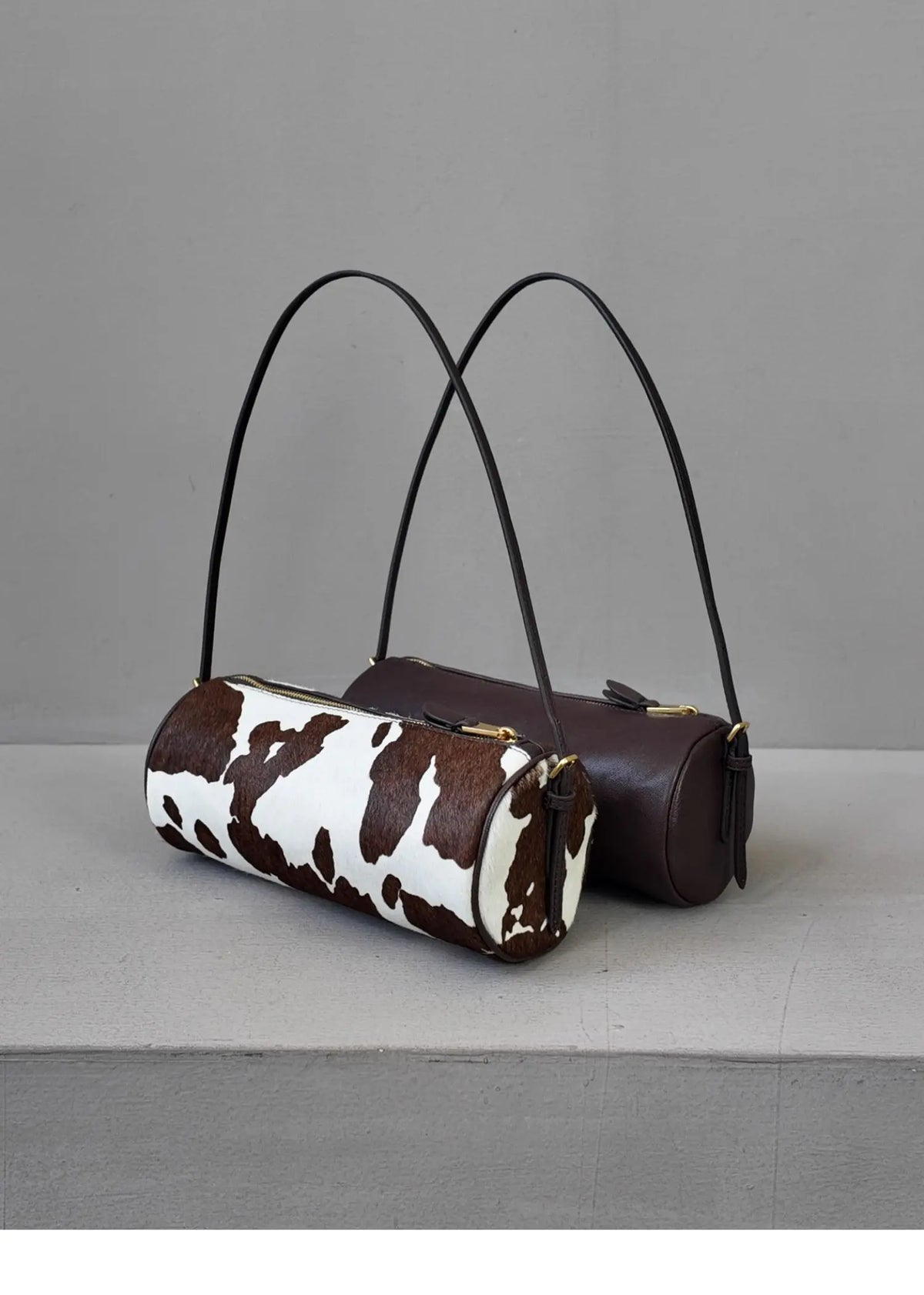Vintage Y2K Vegetable-Tanned Leather Cylinder Bag
