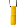 Yellow silicone sensory chew necklace pendant with a black cord
