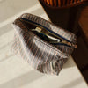 Checkered Striped Cosmetic Bag – Compact Travel Organizer