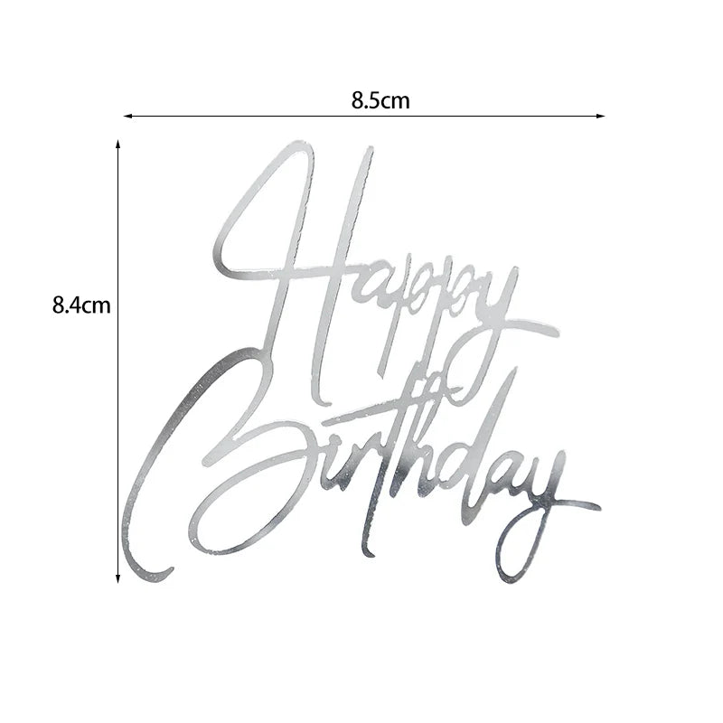 Golden Acrylic Happy Birthday Cake Topper