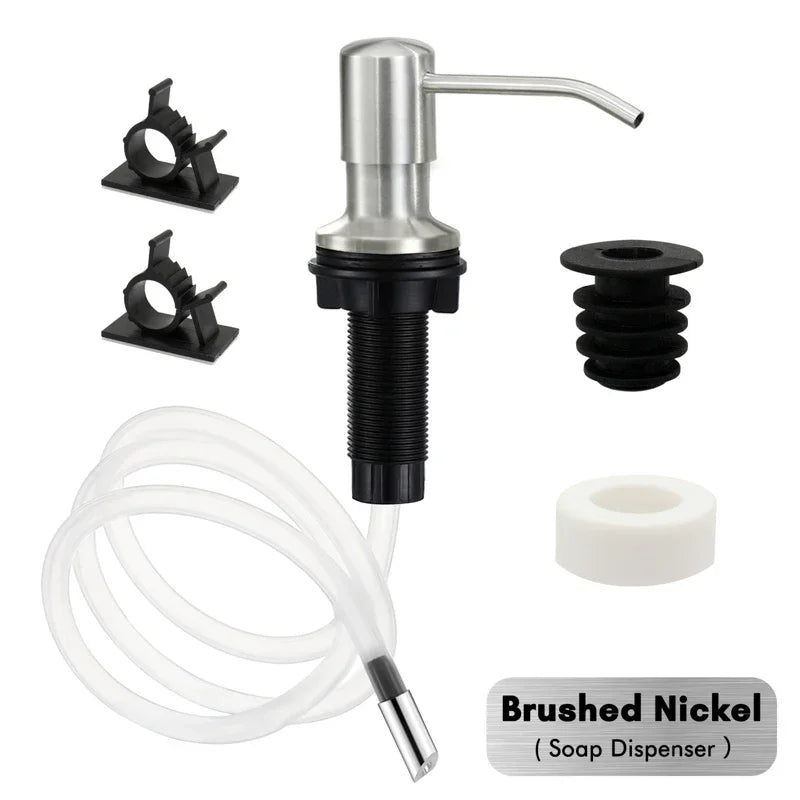 Stainless steel liquid soap dispenser with a pump mechanism and clear tubing