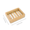 A light wood bamboo soap dish with slats for fast-drying drainage.