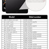 A list of compatible iPad models showing model numbers for Mini, Air, Pro, and standard iPads.