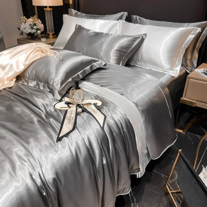Housse de Couette en Satin de Soie Premium