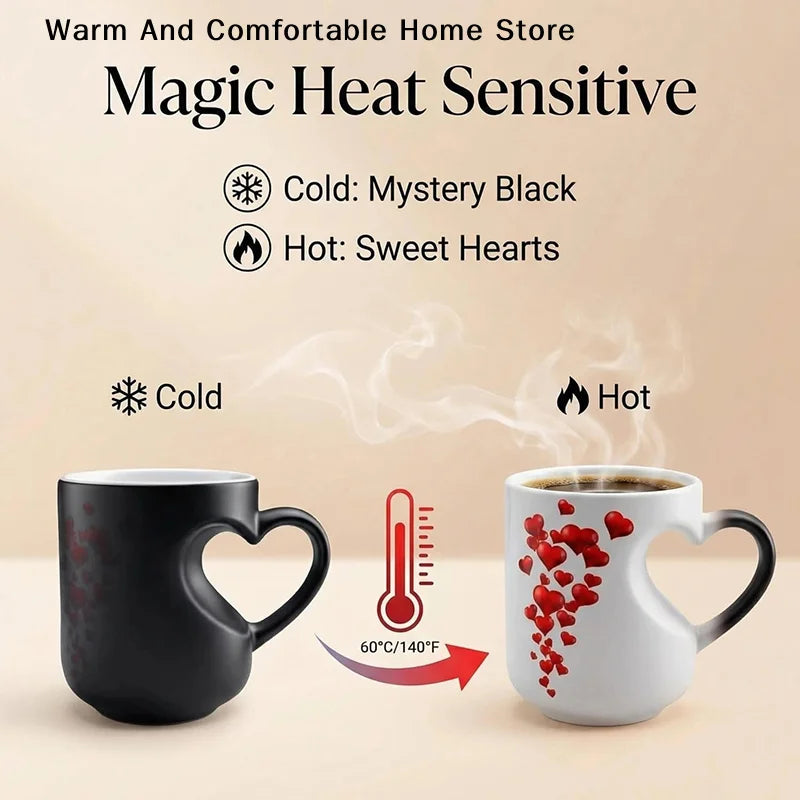 Heart-Shaped Color-Changing Ceramic Mug