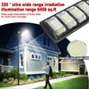 A 320° ultra wide range illumination LED light fixture mounted on a pole illuminating a residential exterior.