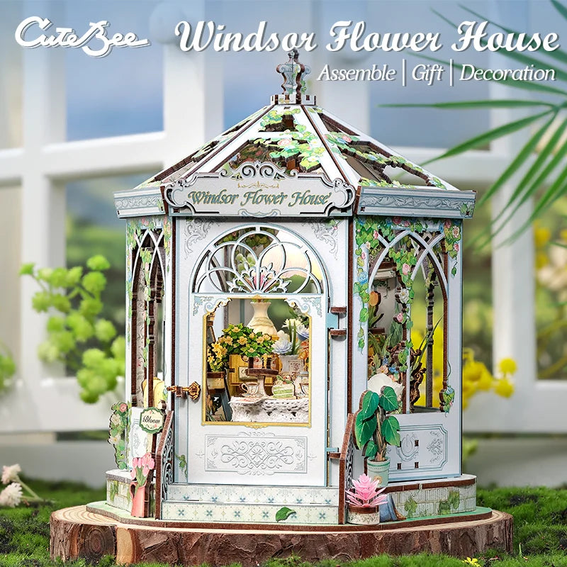 Book Nook DIY Wooden Miniature Kit with LED Lighting