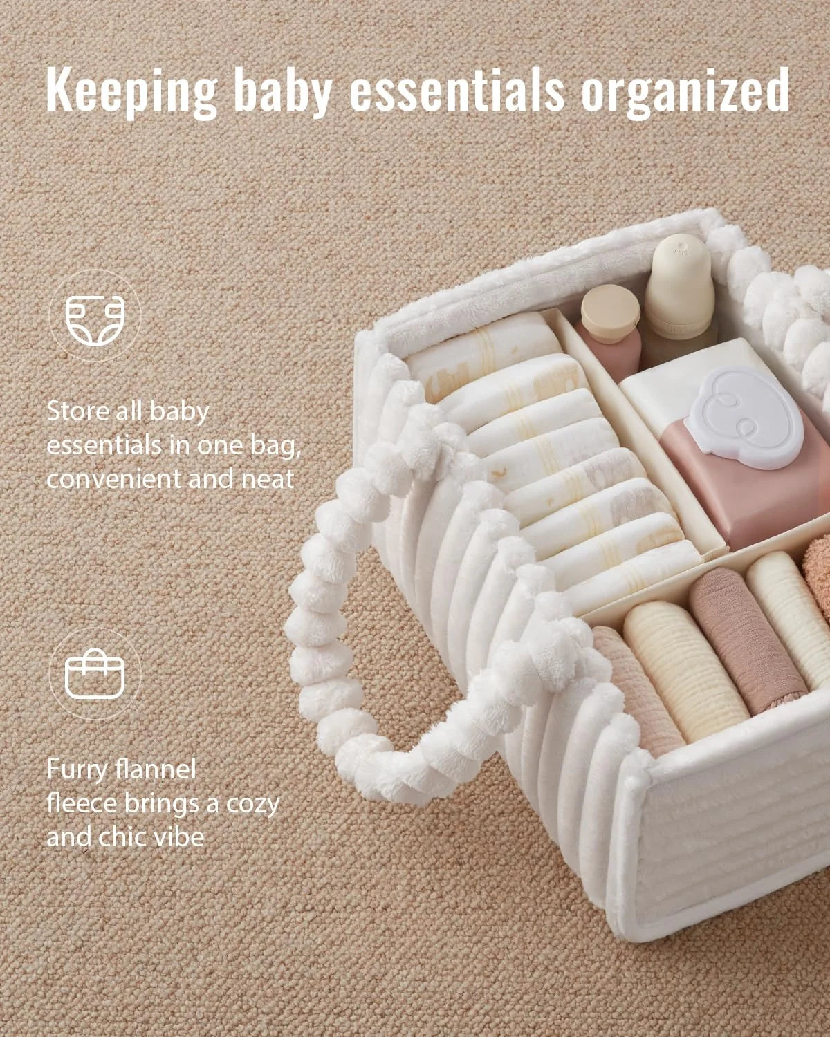 Flannel Diaper Caddy Organizer with Gift Packaging