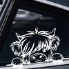 A black vinyl car sticker featuring a silhouette of a cow's head with shaggy hair.