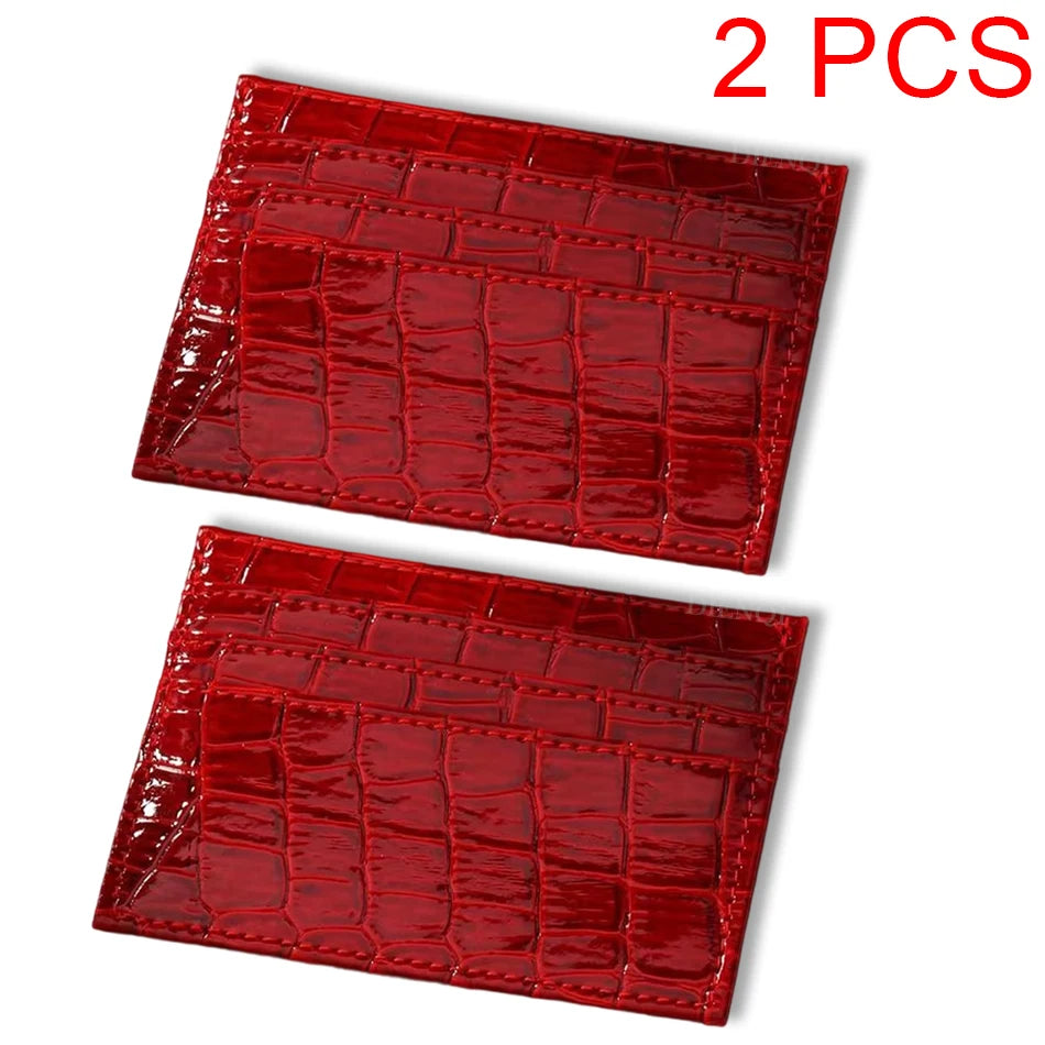 Slim Crocodile-Textured Cardholder Wallet