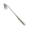 Stainless steel weeding tool with a hook end and a long handle for garden root removal