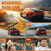 4-Channel HD Dashcam with WiFi & Night Vision