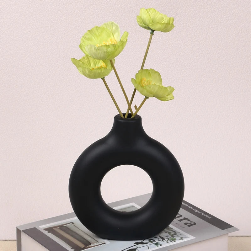 Donut-Shaped Decorative Plastic Vase for Home & Office