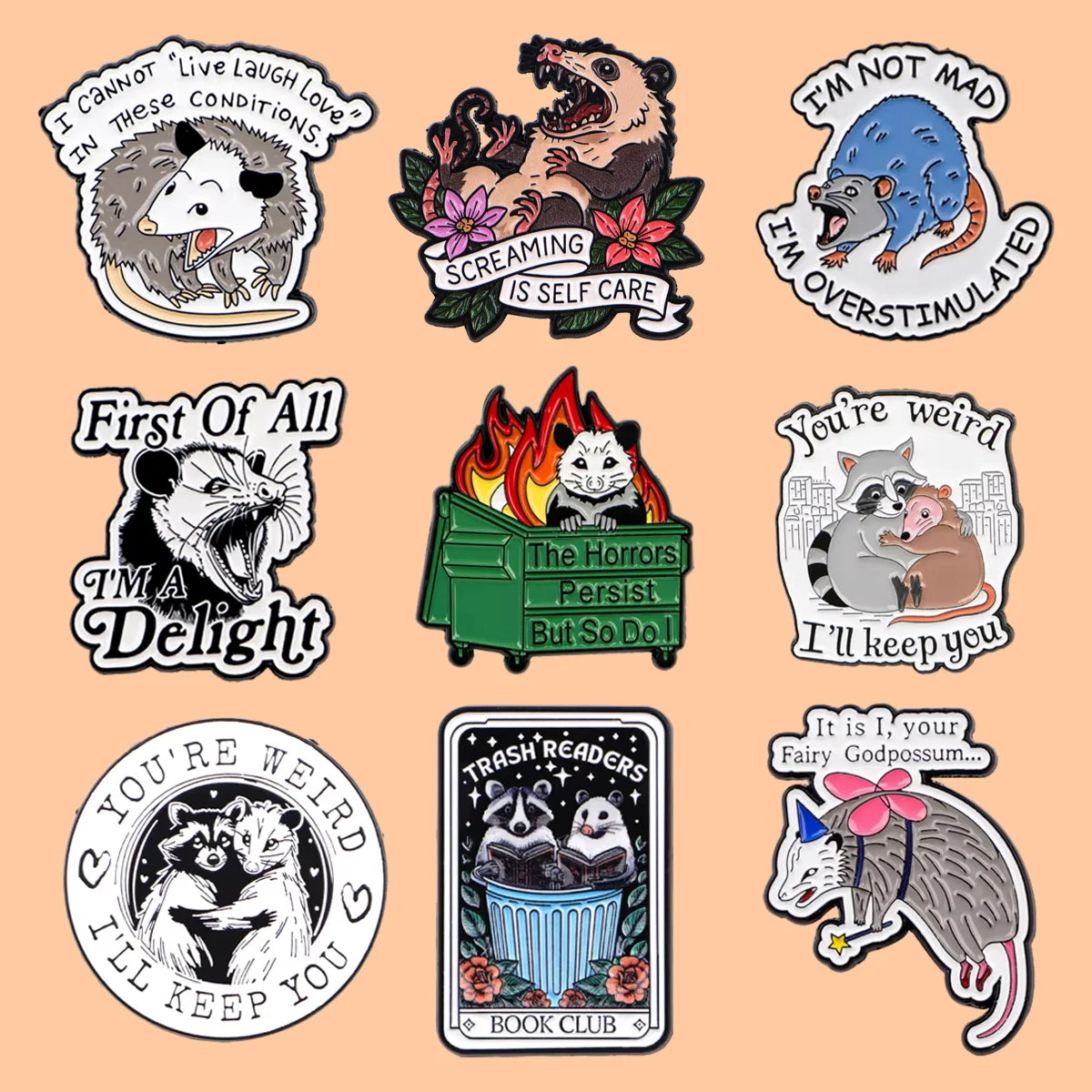 Cute Opossum Enamel Pin