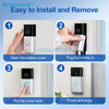 Step-by-step guide showing how to install and remove a battery cover on a Ring video doorbell.