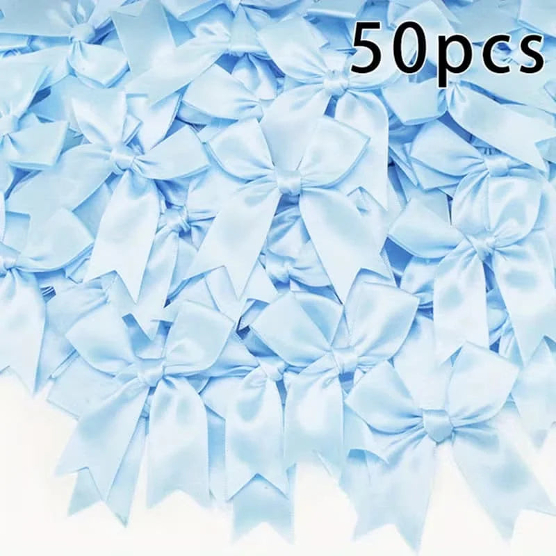 Satin Bowknot Ribbon Bows for Gift Wrapping and DIY Crafts (Pack of 50)