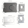 Stainless steel retractable clothesline with various sizes and mounting options for drying clothes.