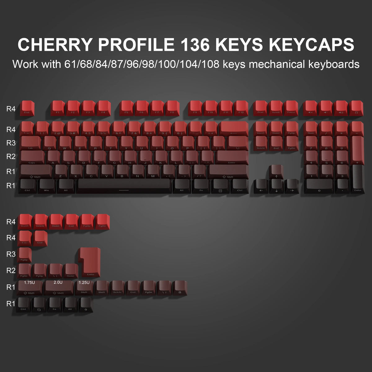 Side-Printed Gradient PBT Keycap Set for Mechanical Keyboards