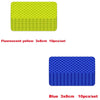 A set of 10 fluorescent yellow 3x8cm reflective strip stickers for car safety.