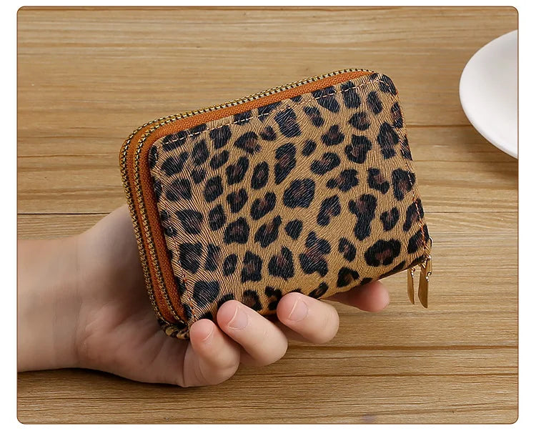 Leopard Print RFID Blocking Compact Wallet