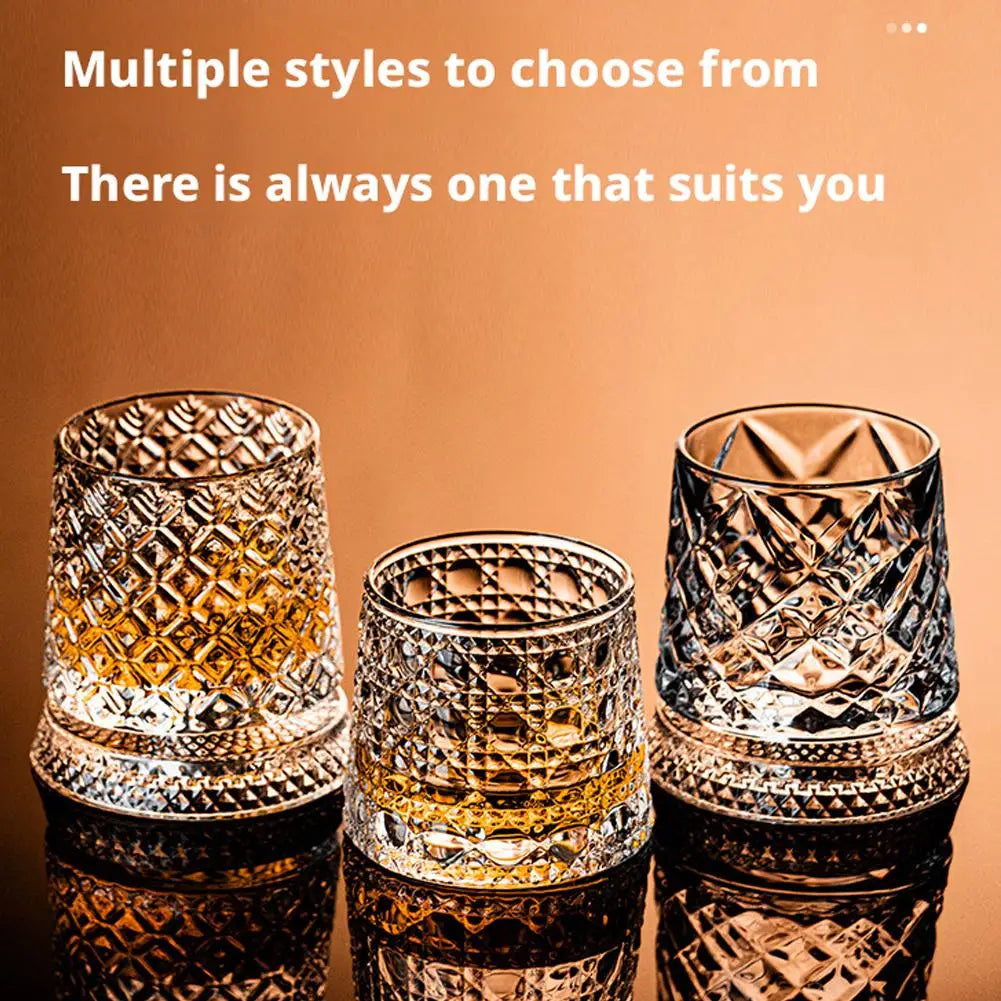360° Rotating Whiskey Glasses (Set of 2) with Crystal Clear Glass