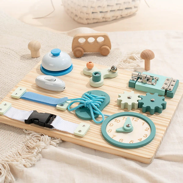 Wooden Montessori Busy Board for Toddlers