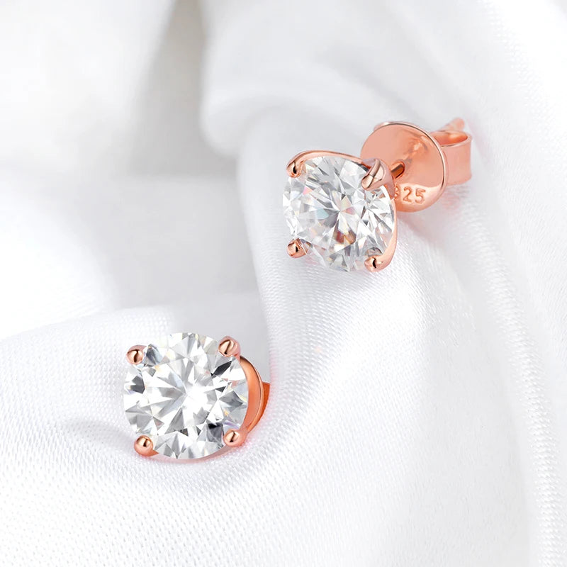 Pendientes de Moissanite en Oro Rosa y Plata de Ley
