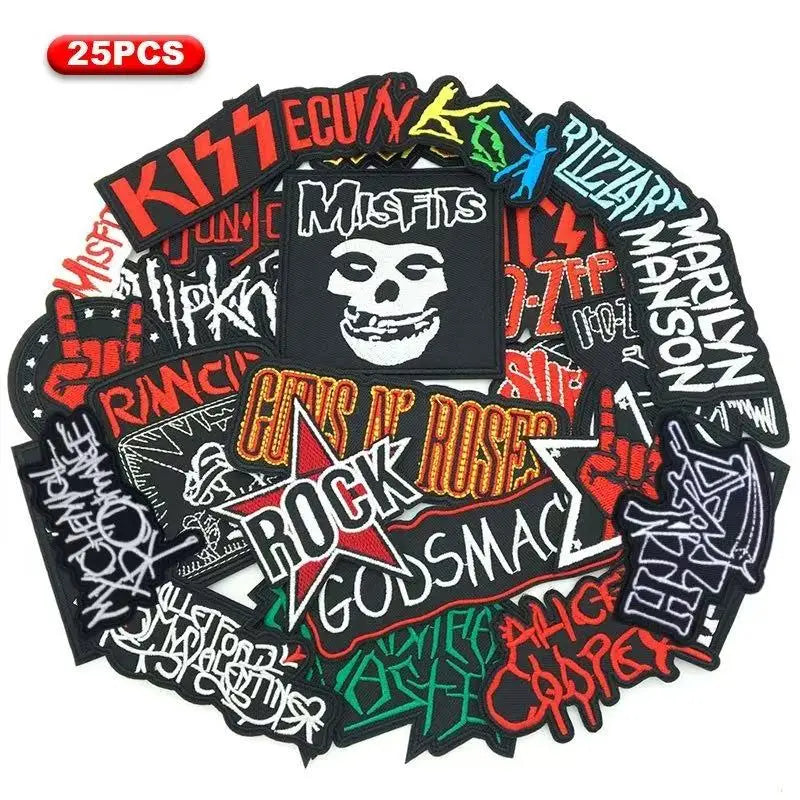 Embroidered Rock Band Patches Set for DIY Clothing Customization