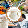 A foldable foot bath basin with a lid and storage bag is shown in various outdoor and household contexts.