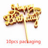Gold Acrylic Happy Birthday Cake Toppers (Set of 10)