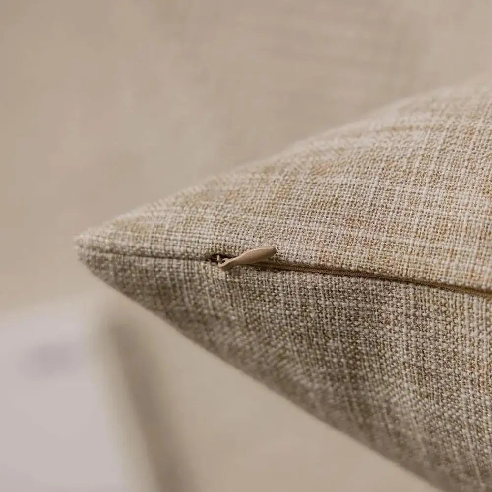 Beige Minimal Blooms Linen Throw Pillow Covers