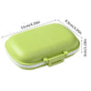 A lime green weekly pill organizer with eight compartments shown from above.