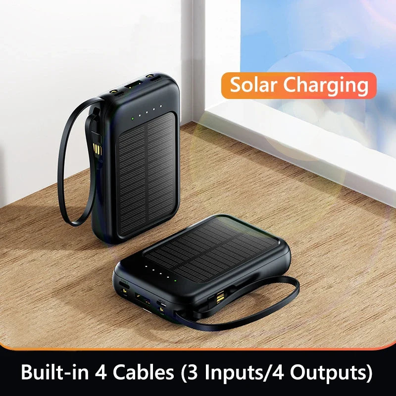 50.000mAh Solar-Powerbank mit integrierten Kabeln