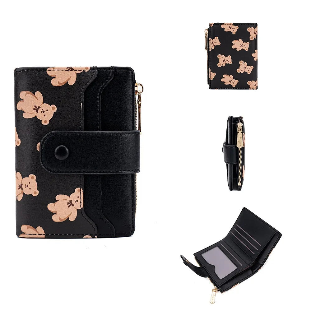 Compact PU Leather Wallet for Women with Card Slots and Coin Pocket