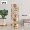 Gold crystal touch sensor table lamp with diamond pattern and USB charging ports