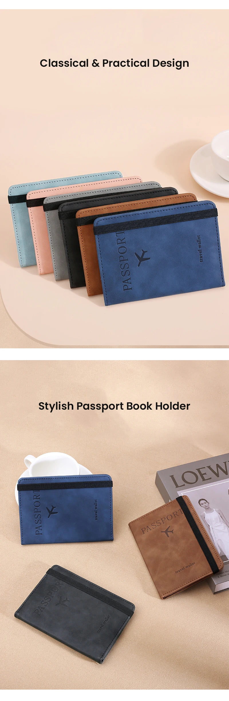 RFID-Blocking Travel Passport Wallet with Multiple Card Slots
