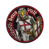 Embroidered Crusader Knight tactical patch featuring a knight in armor with a cross and a shield.