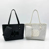 Geometric Print Tote Bag with Matching Coin Purse