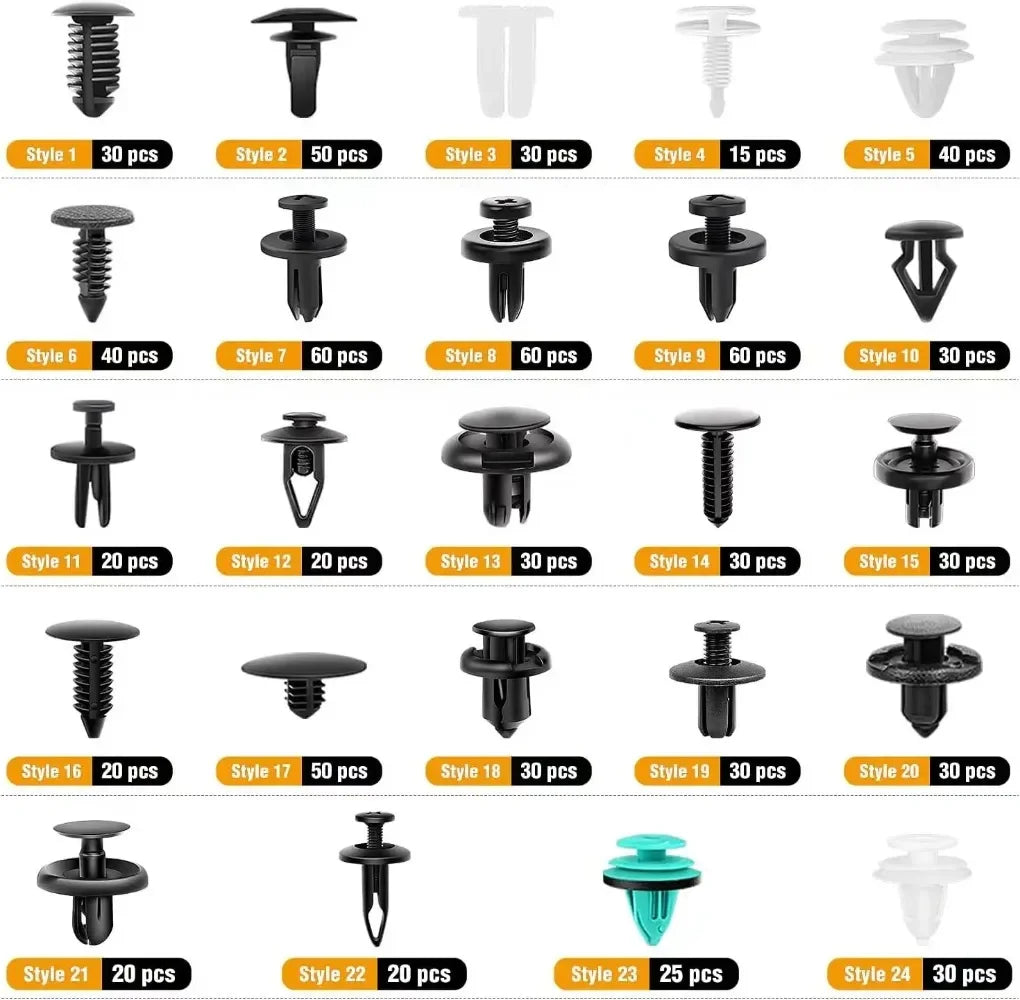 Universal Auto Trim Clip Assortment Kit – Plastic Push Rivets & Fasteners
