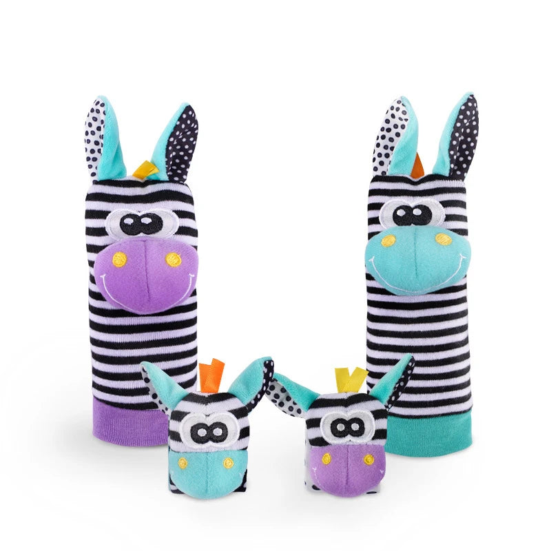 Soft Plush Baby Rattle Wrist and Foot Socks Set for Newborns