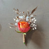Burnt Orange Silk Boutonniere Set for Wedding Groom and Groomsmen