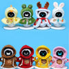 A set of five plush robot outfits featuring various animal ears and colorful cloth apparel for companions.