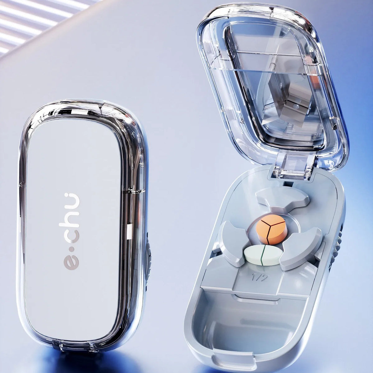 Portable Pill Cutter and Storage Box with Dustproof Lid