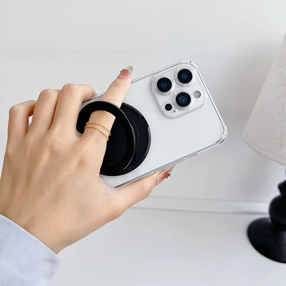 360° Rotatable Phone Ring Kickstand – Foldable Grip & Desktop Stand