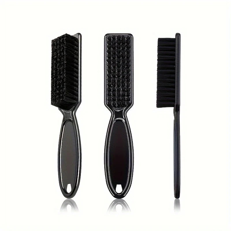 A set of three black grooming brushes for beard and hair care