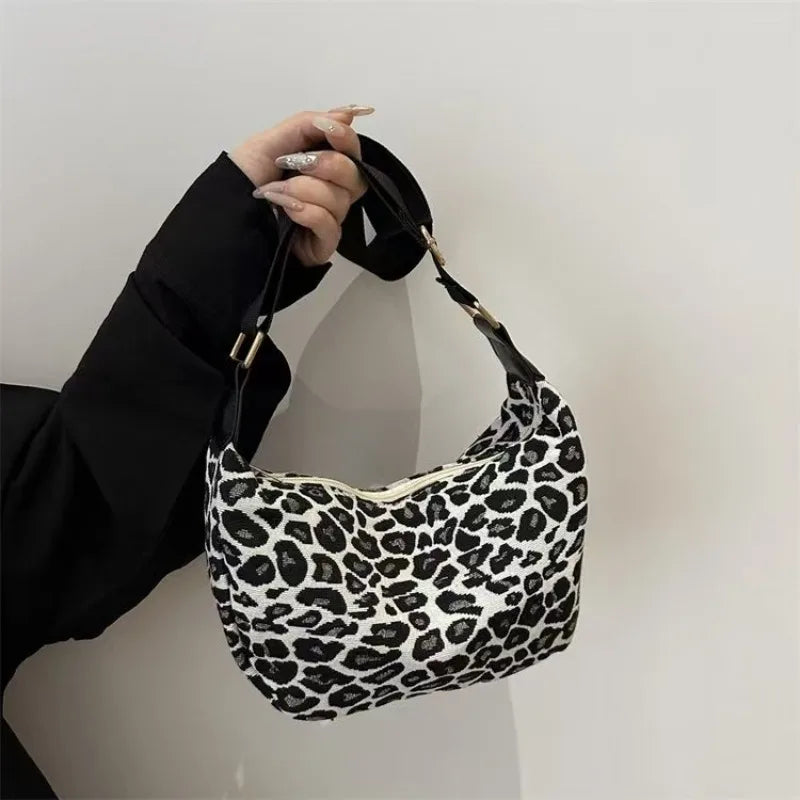 Leopard Print Nylon Crossbody Bag