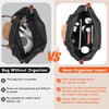 Vergleich: Schwarze Tasche ohne Organizer vs. schwarze Tasche mit Filz-Organizer-Futter