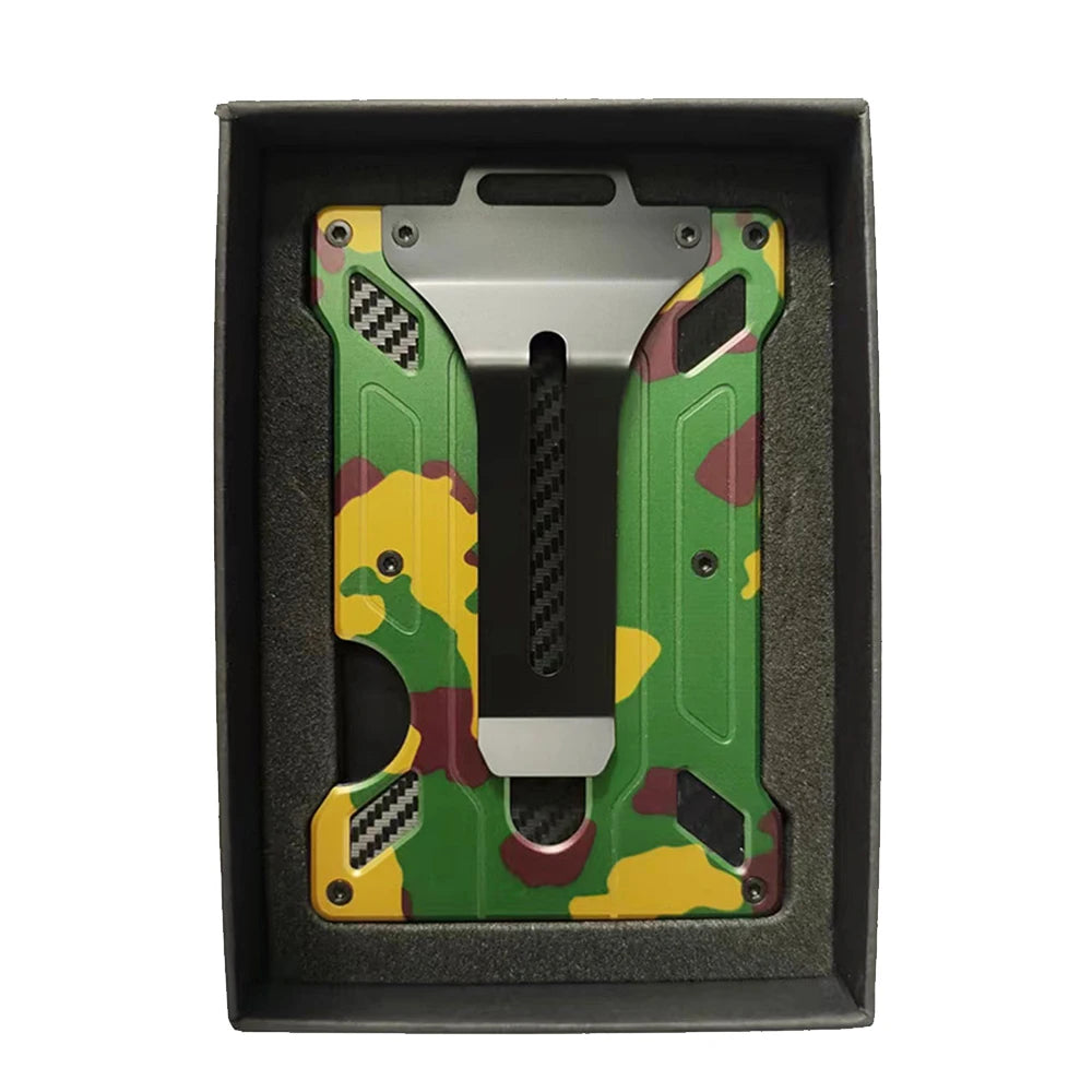 Slim Aluminum RFID Blocking Wallet with ID Window and Money Clip