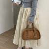 Vintage Croc-Embossed Mini Boston Bag with Dual Straps