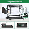 Black 2-tier kitchen countertop drying rack with a retractable and rotatable design